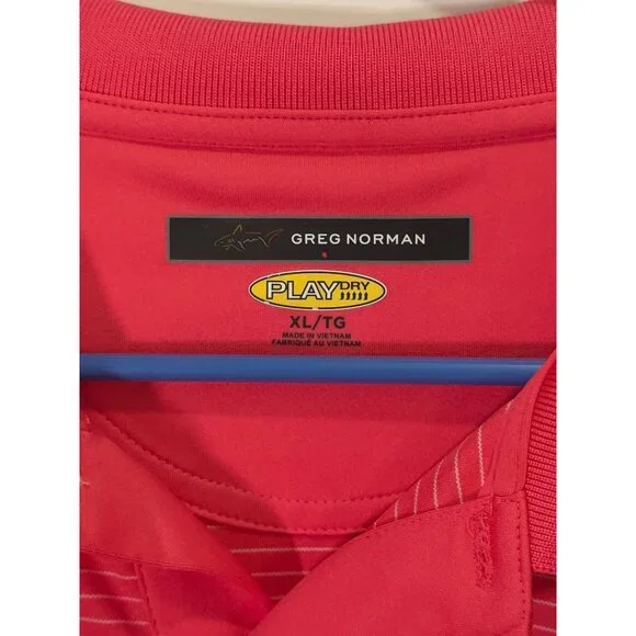 Greg Norman Men’s XL Red Striped Play Dry Polo Shirt - Picture 5 of 8
